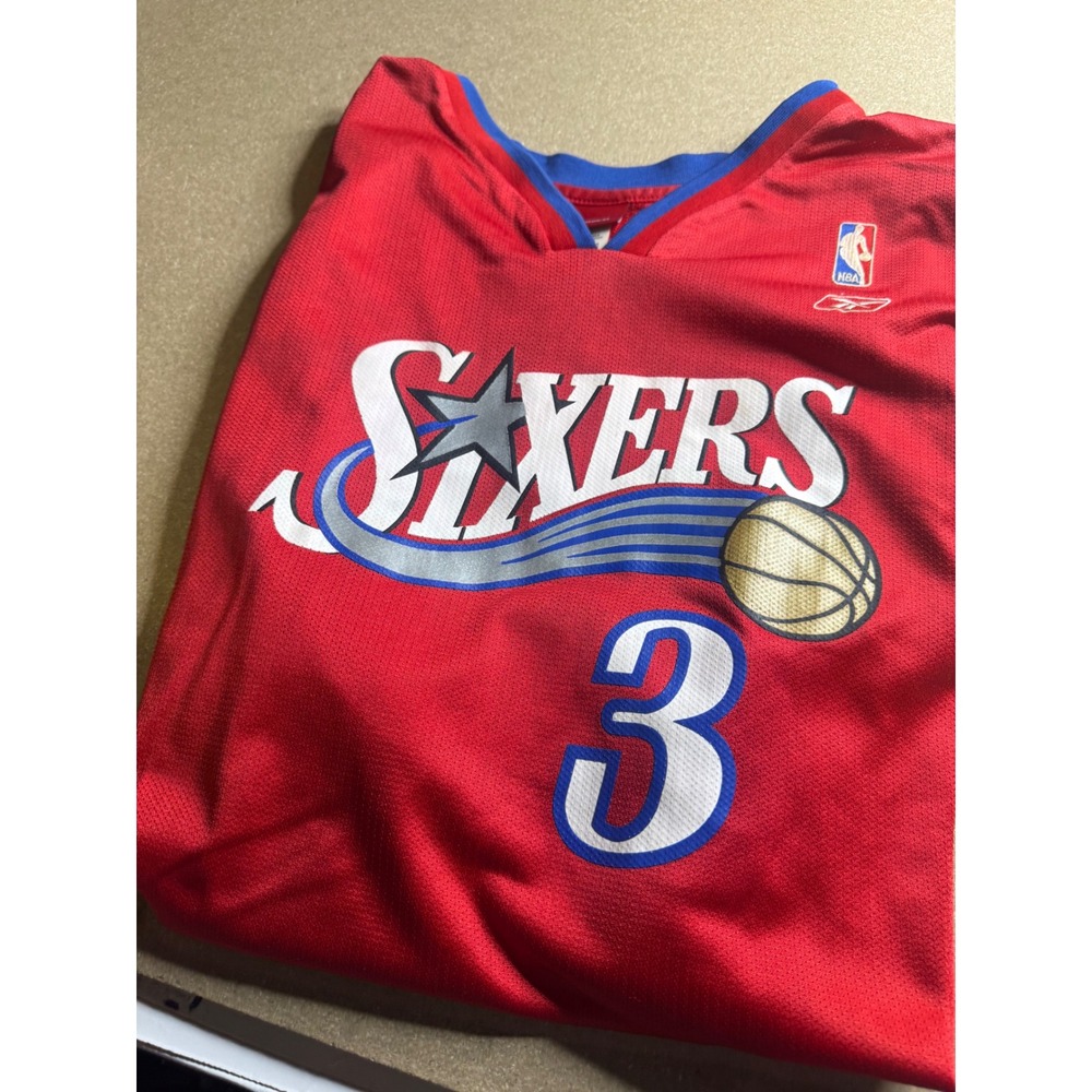 Reebok Allen Iverson Philadelphia 76ers NBA Jersey Mens 2XL Red‎ 3 Basketball